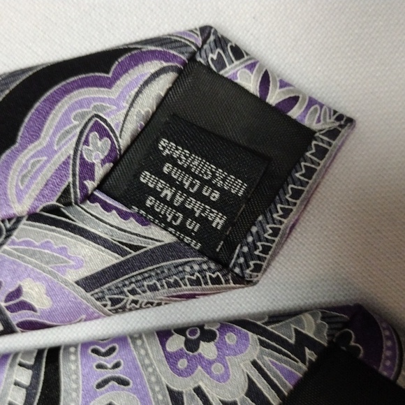 Stafford Performance Purple, Gray and Black Paisley Men's Tie NT#13 - Picture 13 of 13